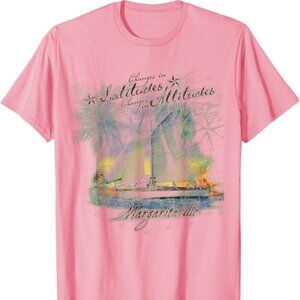 Margaritaville Changes in Latitude Grey Letter Print T-Shirt Size Medium